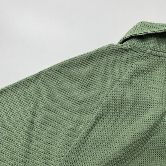 J Crew Shirt Mens Large Old Green Coolmax Tech Polo Lightweight Textured Cotton - Picture 8 of 10